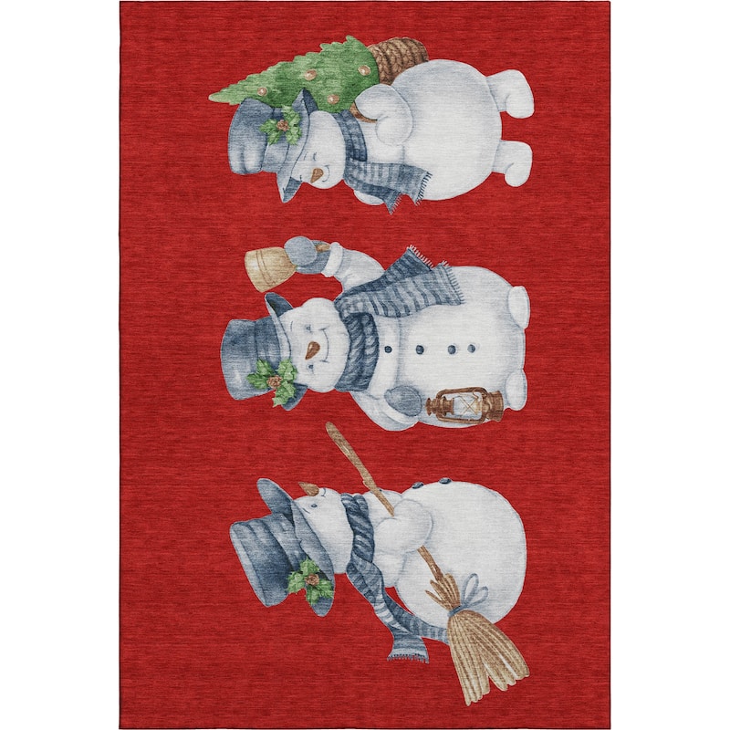 Premium Washable Super Soft Winter Holiday Snowman Mayfield Rug