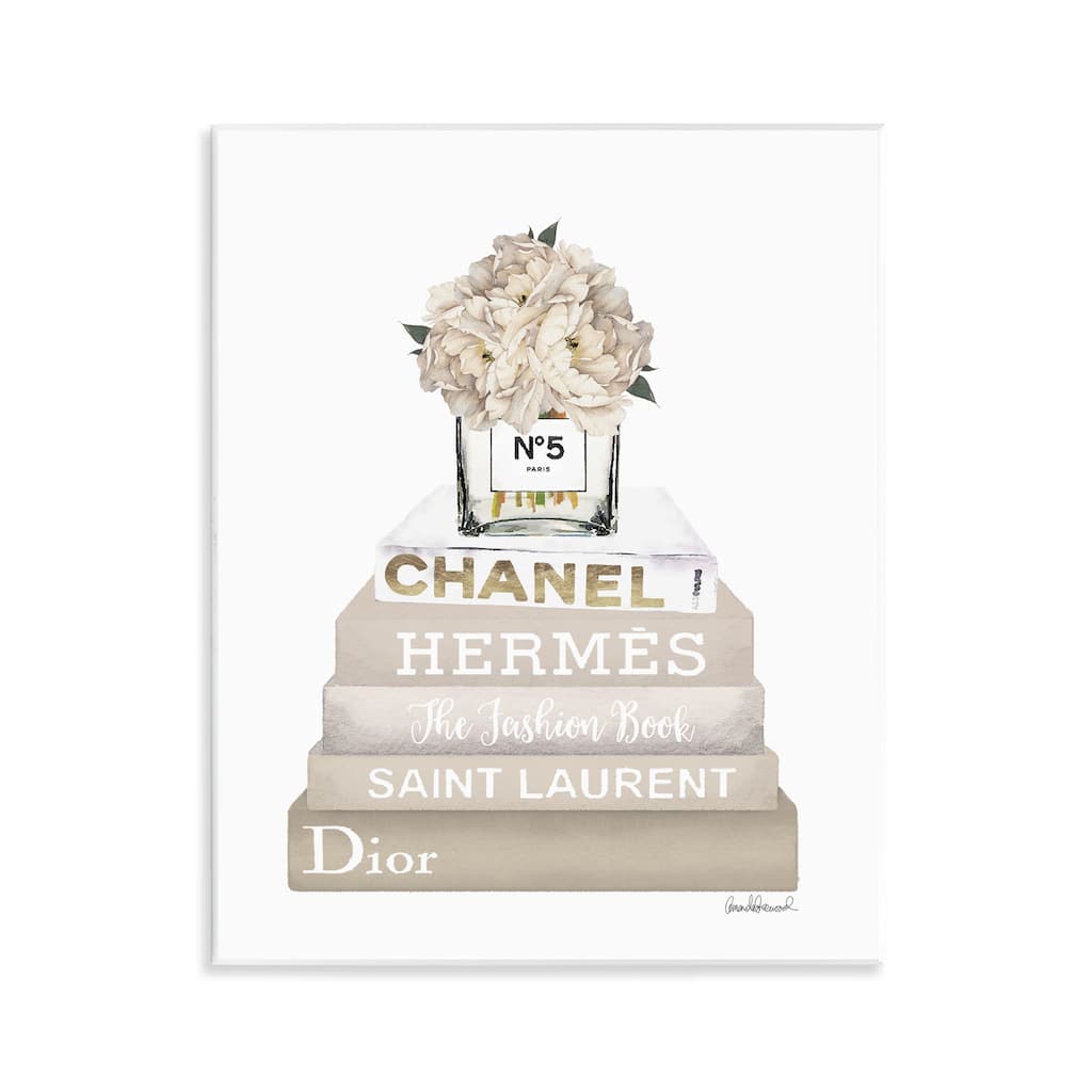 Stupell Neutral Bookstack Fashion Wall Plaque Art Design By Amanda Greenwood