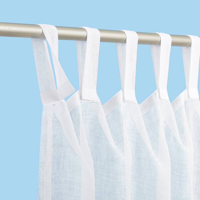 No. 918 Amina Open Weave Indoor/Outdoor Sheer Tab Top Curtain Panel, Single Panel