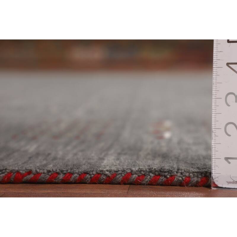 Tribal Gray Gabbeh Oriental Area Rug Hand-Knotted Wool Carpet - 8'1"x 9'10"