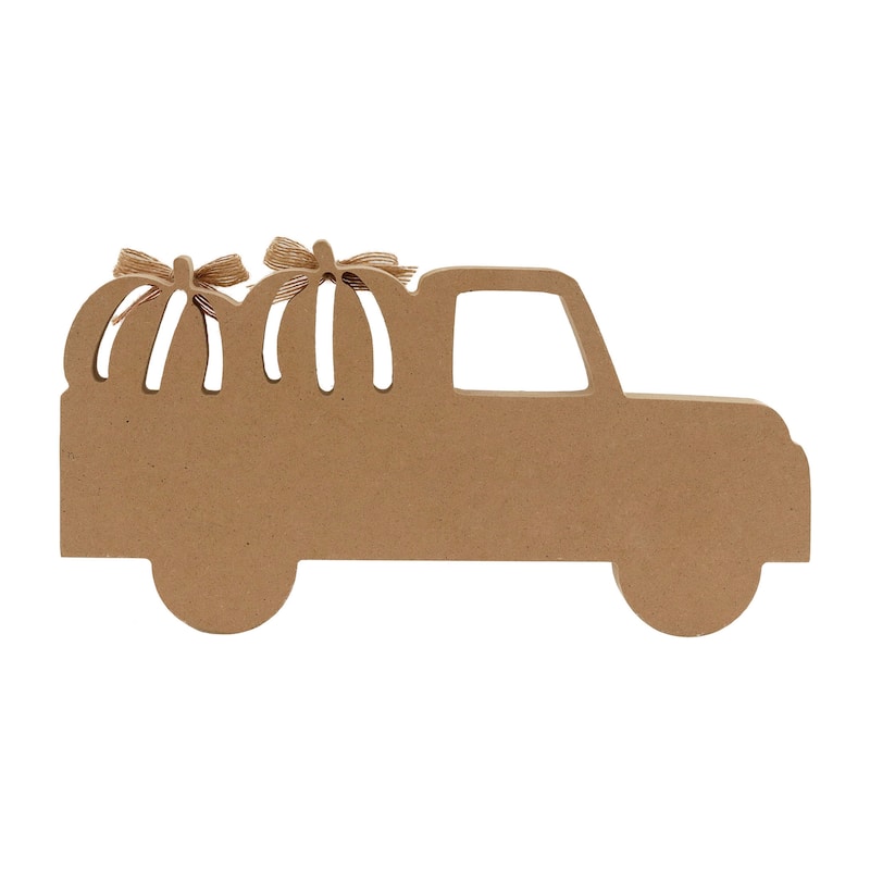 Grateful Truck Carrying Pumpkins Wood Tabletop Decor, Thanksgiving Day Decorations