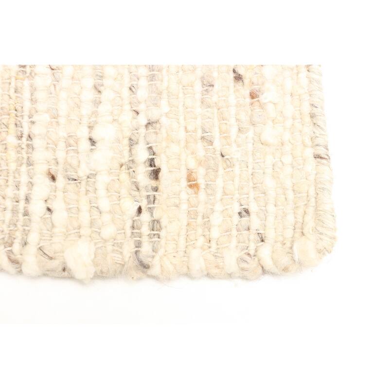 ECARPETGALLERY Braid weave Sienna Beige Wool Rug - 5'1 x 8'2