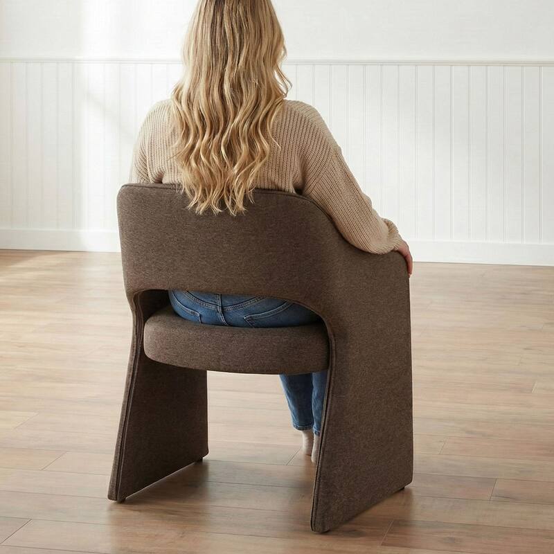 Upholstered Dining Chairs Set of 4 with Open-Back Design and Performance Fabric