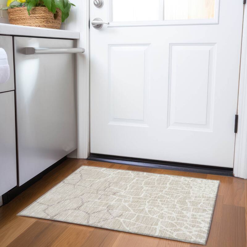Premium Washable Super Soft Contemporary Webby Mayfield Rug - Beige - 1'8" x 2'6"
