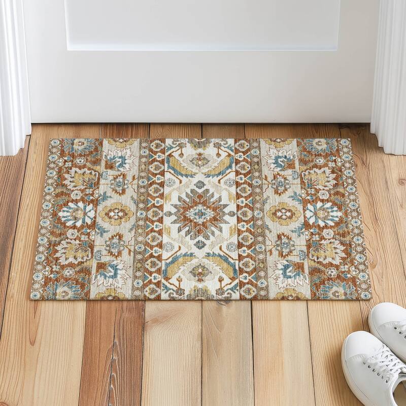 Machine Washable Indoor/ Outdoor Traditional Aspen Chantille Rug