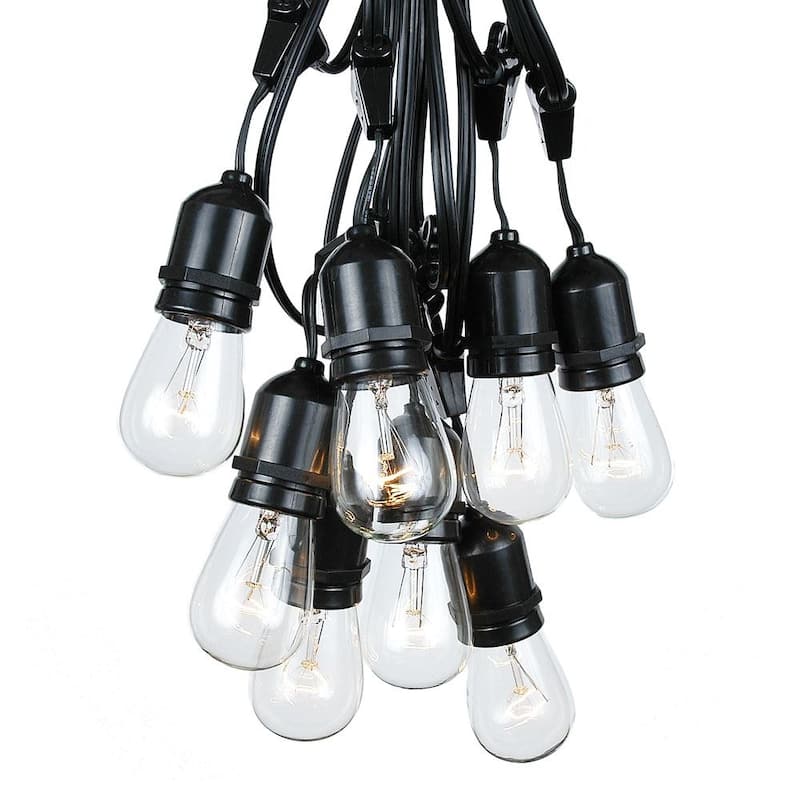 100/330 Foot S14 Edison Outdoor Patio String Lights, Market Lights - Black