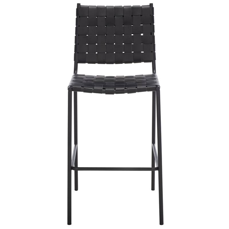SAFAVIEH Malissie Woven Counter Stool - 18.5" W x 21" L x 40" H - 19Wx21Dx40H - Black/Black