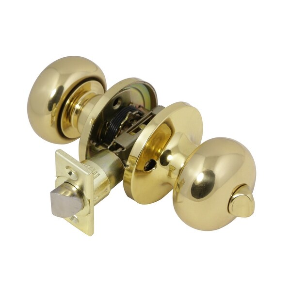 Design House 727230 Canton Privacy Door Knob Set With Round Rose with Universal Latch - Polished Brass