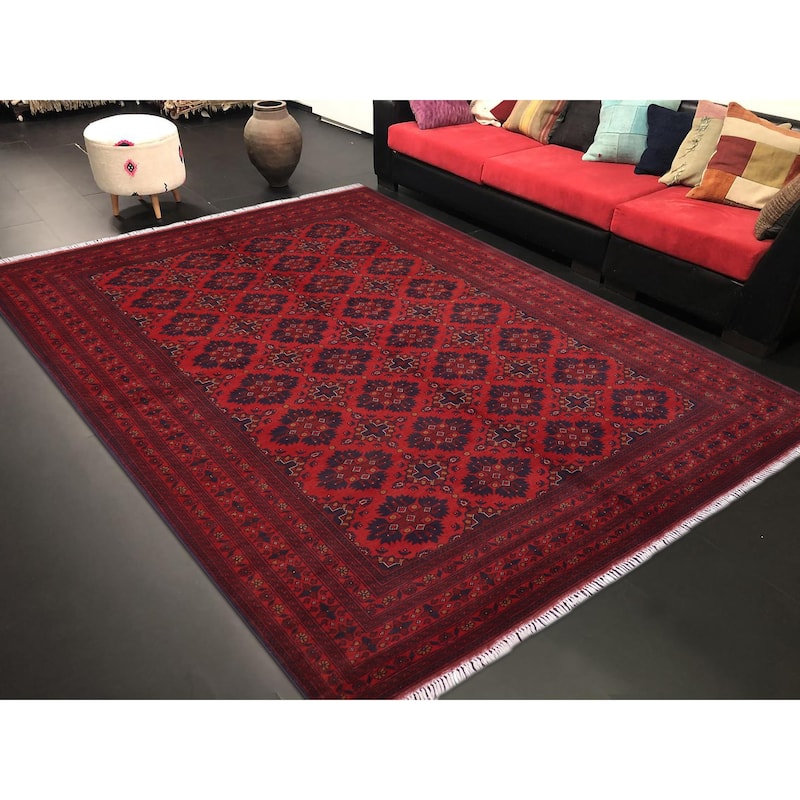 Tribal Biljik Khal Mohammadi Angel Red/Blue Rug - 6'6'' x 9'8''
