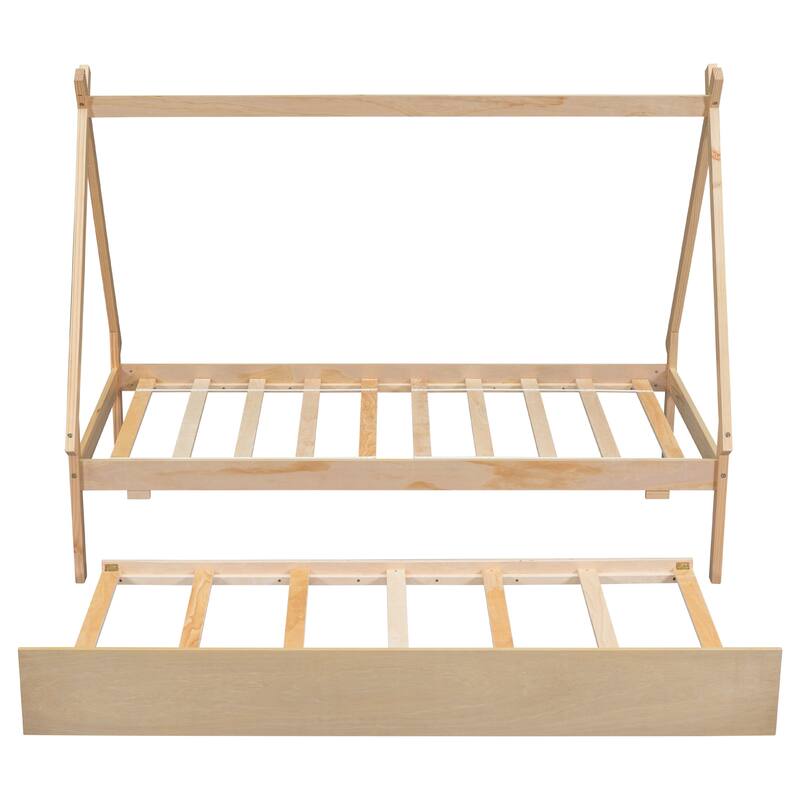 Twin size Tent Floor Bed with Trundle