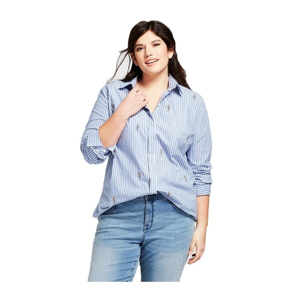 women's plus size white button up blouse