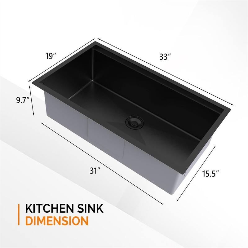 Stainless Steel Undermount Integrated Ledge Multifunctional Workstation Sink Set In Black
