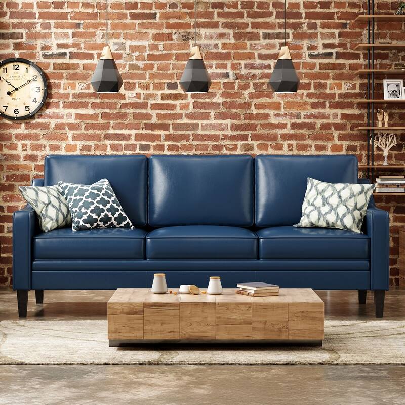 78.75'' Slipcovered Faux Leather Sofa