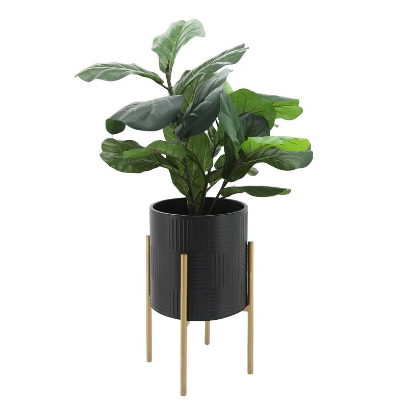 Set of 2 Geometric Textured Planters Flower Pot Living Room Modern