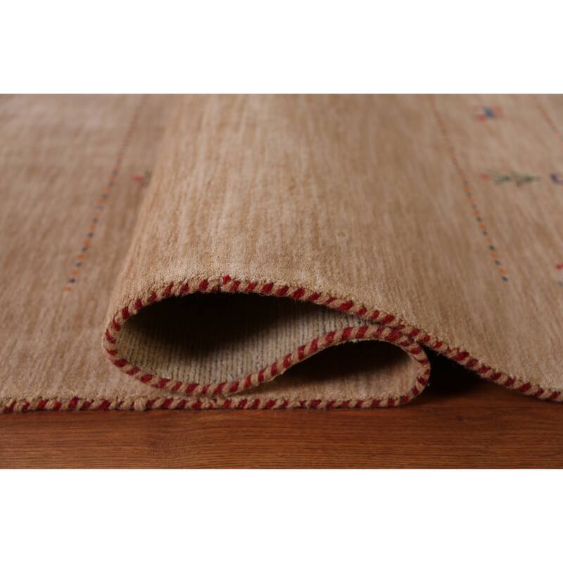 Hand Knotted Oriental 100% Wool Carpet Tribal Tribal Brown Gabbeh Area Rug - 9' 9'' X 8' 2''