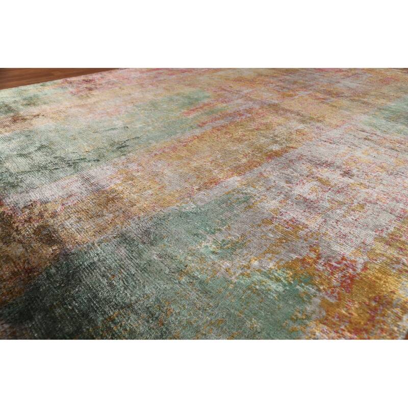 Colorful Abstract Modern Area Rug Hand-Knotted Wool Carpet - 6'7" x 9'5"