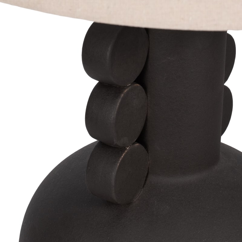 Sagebrook Home Ceramic Eared Totem Table Lamp, 30-inch, Chic Black Design - 17" x 17" x 30"
