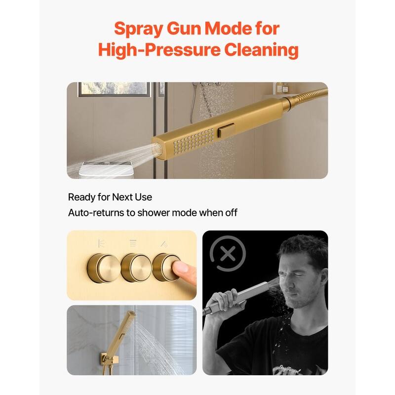Modern 3-Function Shower Faucet Set with Brass Valve Stainless Steel Panel and Multi-Angle Sprayer