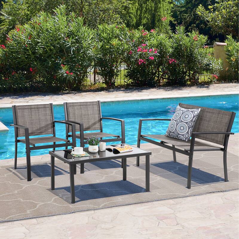 Futzca 4-Piece Outdoor Patio Furniture Set, Textilene Bistro Patio Set