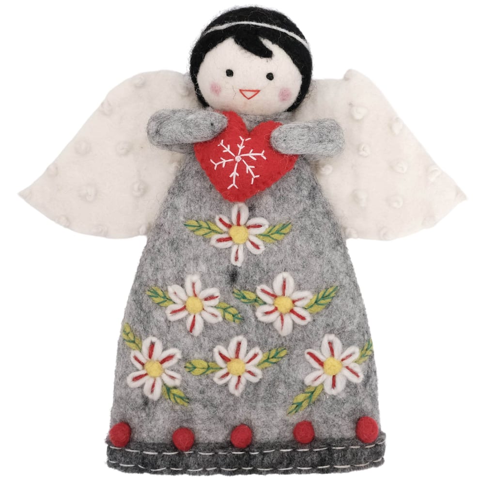 Handmade Felt Angel Tree Topper/Tabletop Décor, Grey