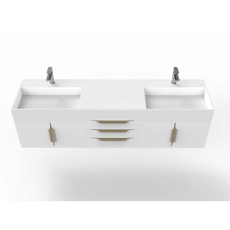 Amazon 72" Wall Mounted Bathroom Vanity Set w/ White Top