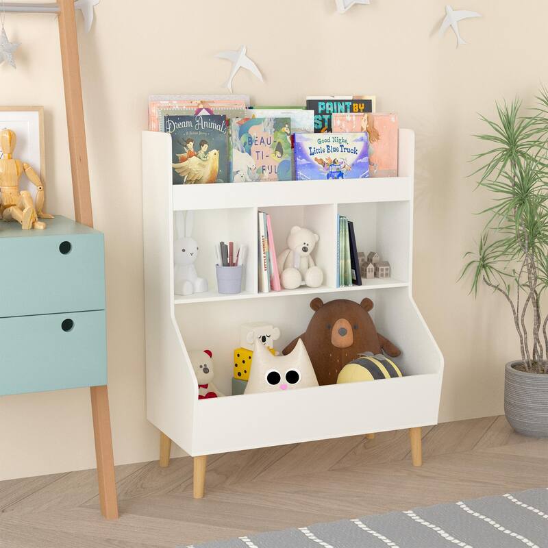 Toy Storage Organizer, Kids Bookshelf and Toy Storage with Legs, Multifunctional Storage Organizer