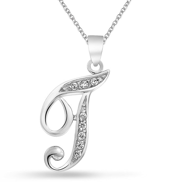 Fashion Jewelry .925 Sterling Silver CZ ALPHABET PENDANT Charm Letter  Initial Cubic Zirconia 925 Jewelry & Watches