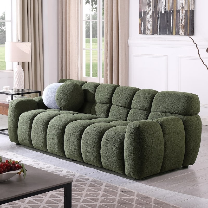 87.4" 3-Seater Boucle Sofa with Wood Frame