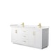 preview thumbnail 8 of 114, Miranda Double Vanity Set, Cultured Marble Top, No Mirror 72-Inch Double - White, Gold Trim, Carrara Cultured Marble Top