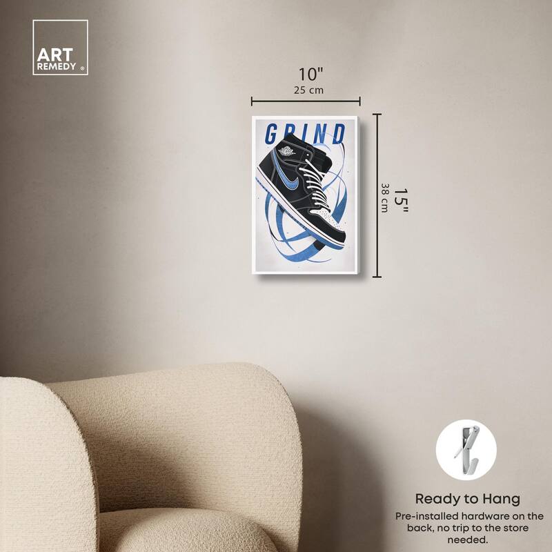 Blue Ribbon Sneaker Canvas by Art Remedy, Gallery Wrapped