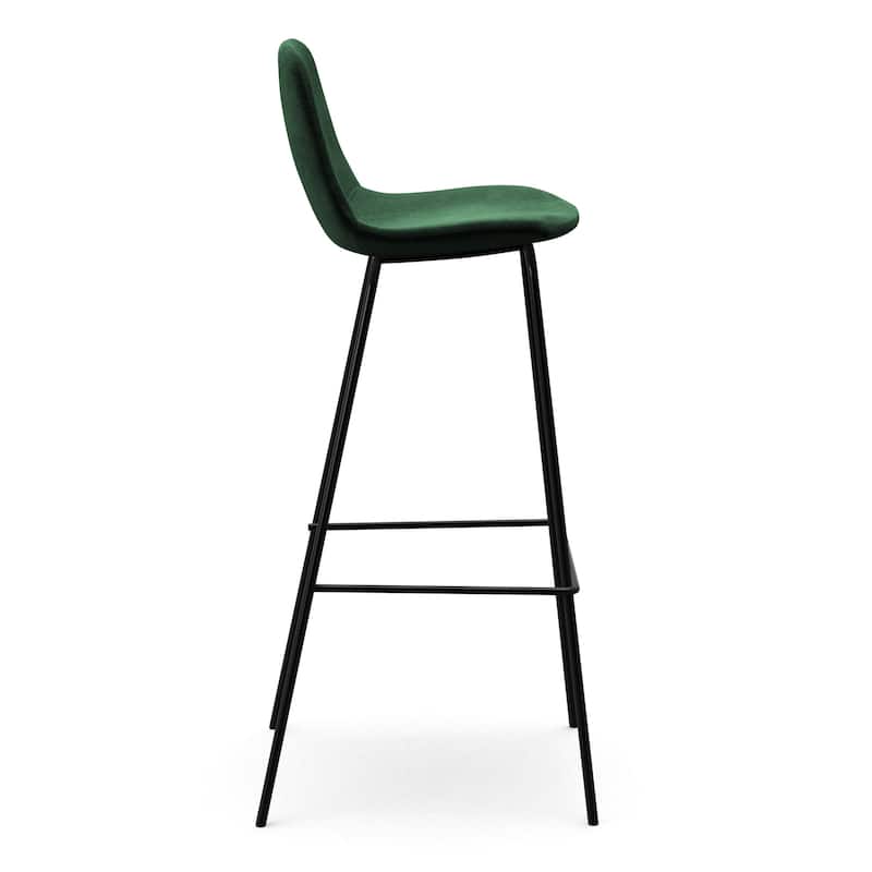 Maxine Velvet Bar Height Stools Black Legs (Set of 2)