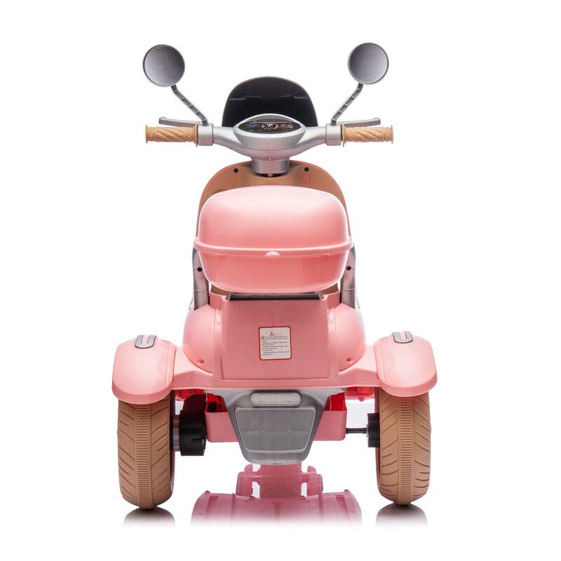 12V Ride-On Two-Seater Motorcycle for Kids, Three-Wheel Design, USB, Bluetooth, Adult Seat Flip, and Storage for Ages 3-6.