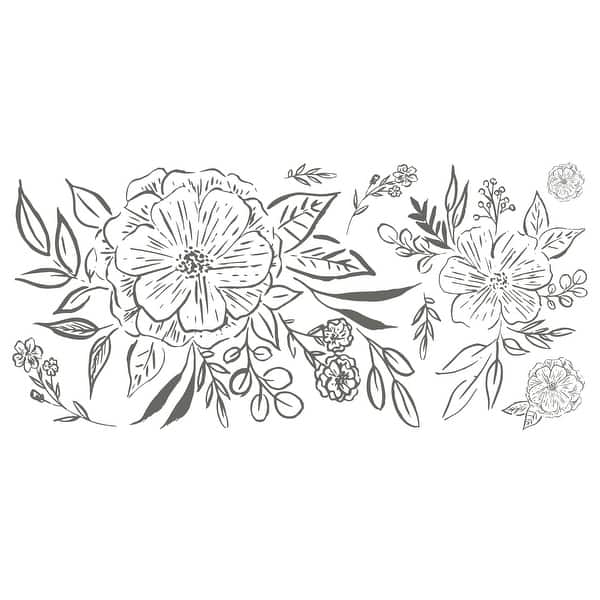 slide 2 of 5, Black Beth Schneider Floral Sketch Giant Wall Decals by RoomMates