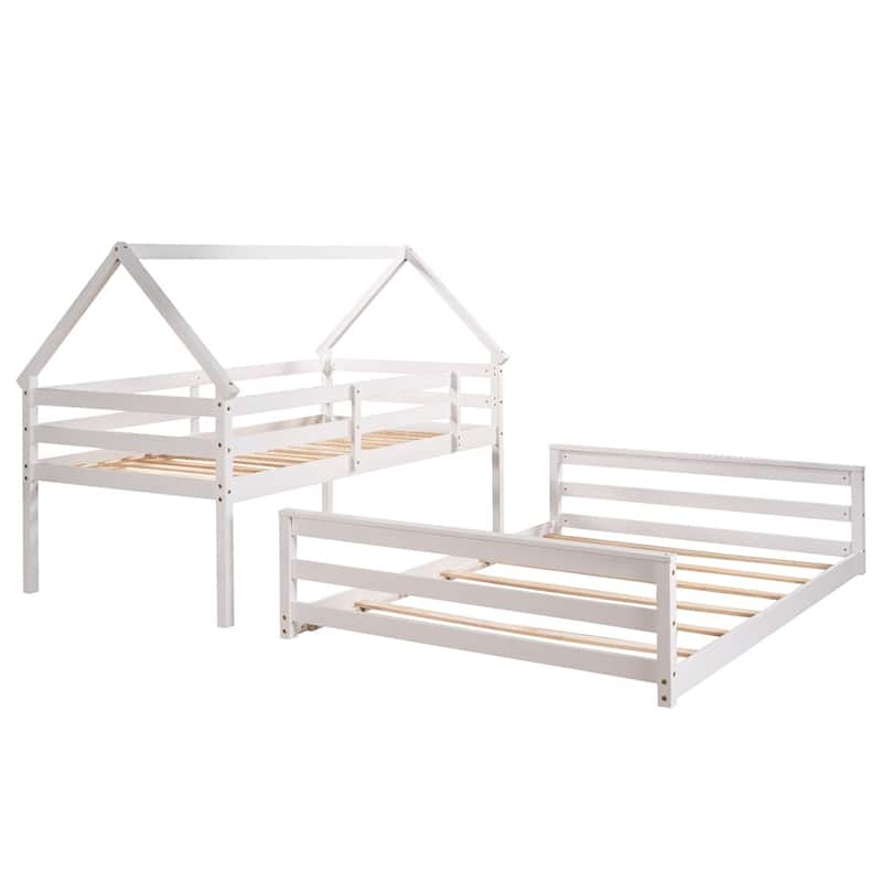 Merax Twin over Full House Bunk Bed with Built-in Ladder