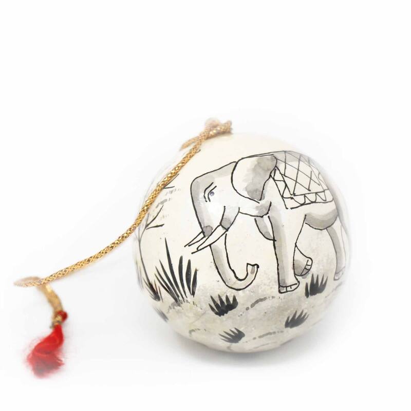 Recycled Paper Handpainted Animal Theme Ornaments, Set of 2 (India)