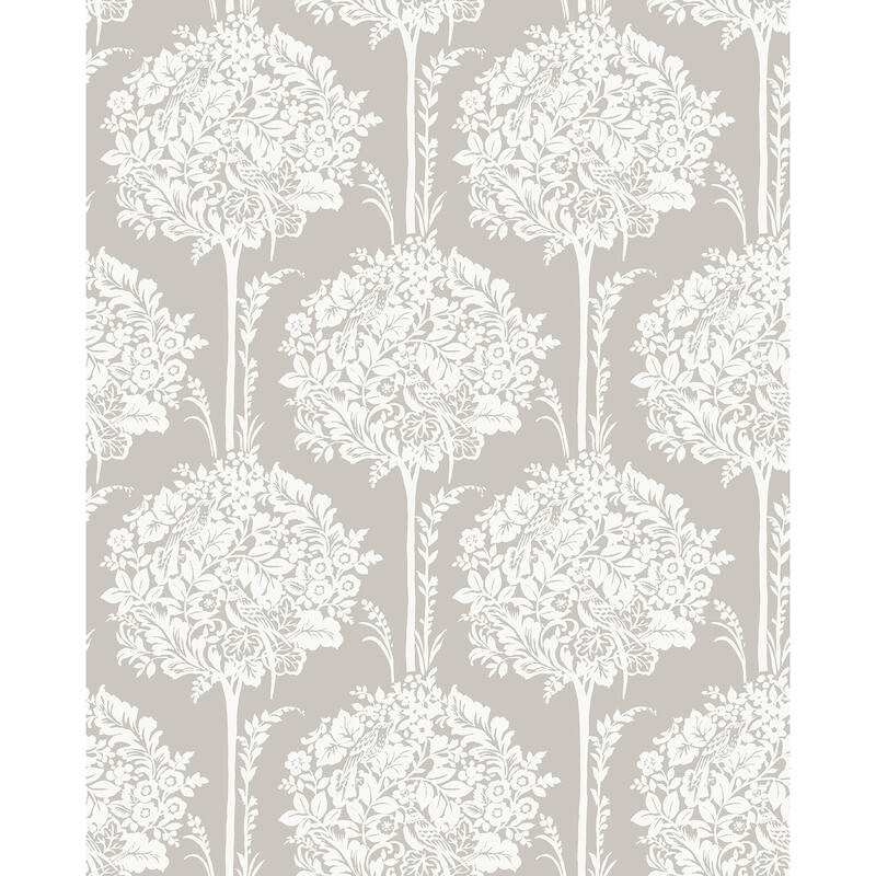 A-Street Prints Zaria Grey Topiary Wallpaper