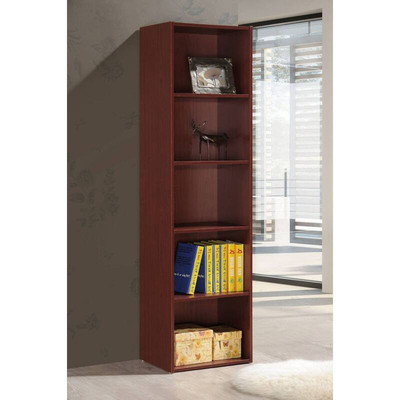 59" Mahogany Brown Multipurpose Bookcase with 5-Shelves
