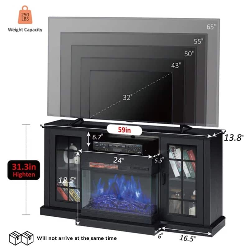EROMMY TV Stand for 65 Inch TV, Entertainment Center with LED Lights, Storage & Power Outlets, Media Console for Living Room