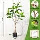Fake Plant Rubber Tree Artificial - Faux Potted Tropical Burgundy Ficus ...