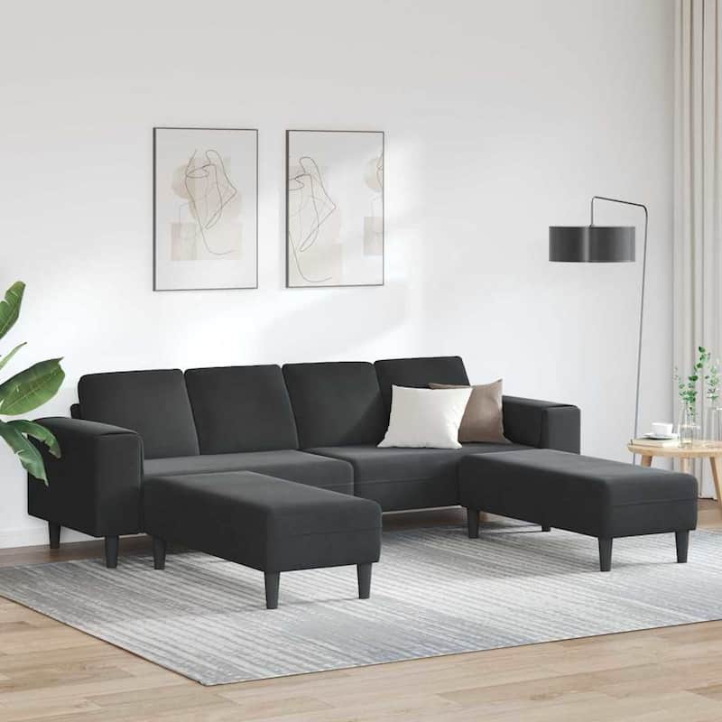 vidaXL Sofa Set Dark gray Velvet - 98.4 x 30.3 x 29.9 inch - Black 2