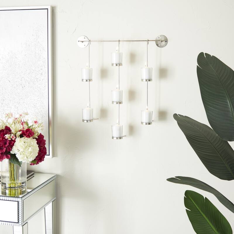 Metal 7 Candle Wall Sconce - Silver - CosmoLiving by Cosmopolitan