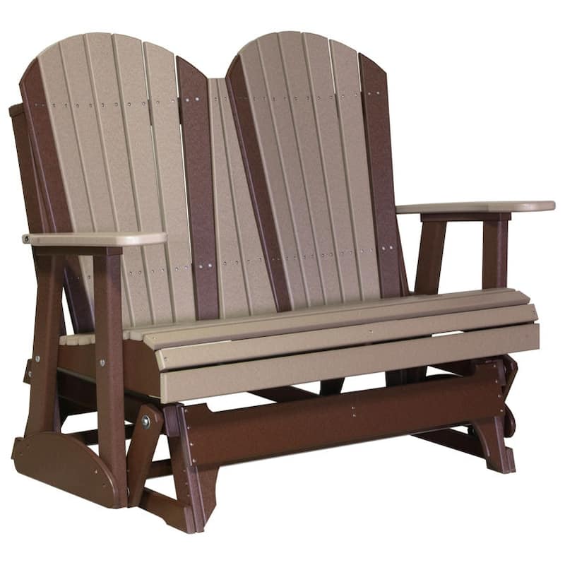Poly Lumber Adirondack Glider - 4' - Weatherwood & Chestnut Brown
