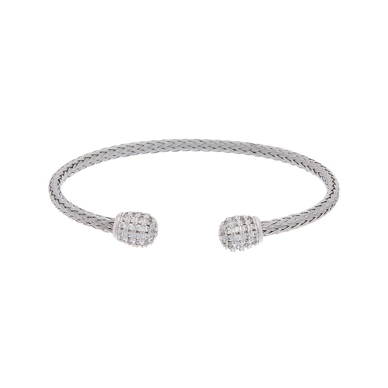 Juvell Cubic Zirconia Woven Mesh Cuff Bracelet
