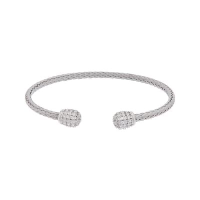 Juvell Cubic Zirconia Woven Mesh Cuff Bracelet