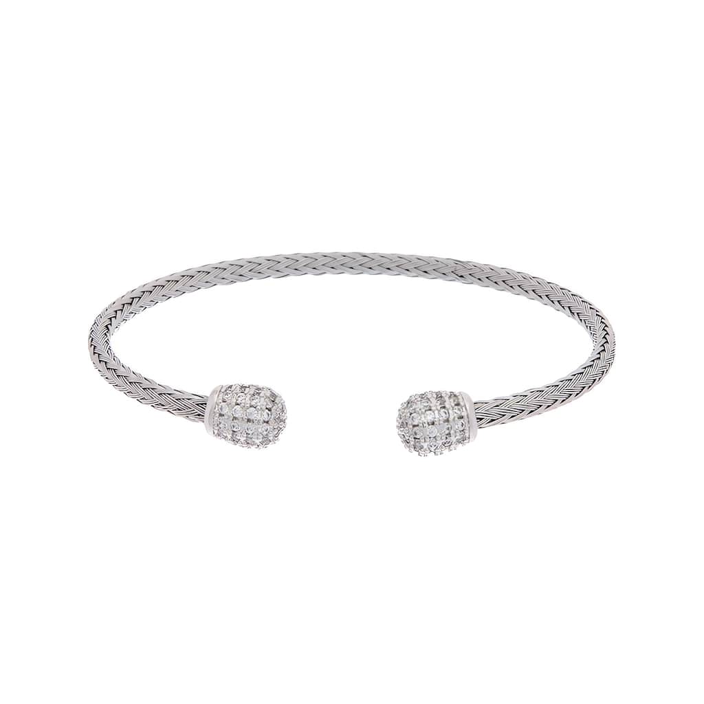 Juvell Cubic Zirconia Woven Mesh Cuff Bracelet
