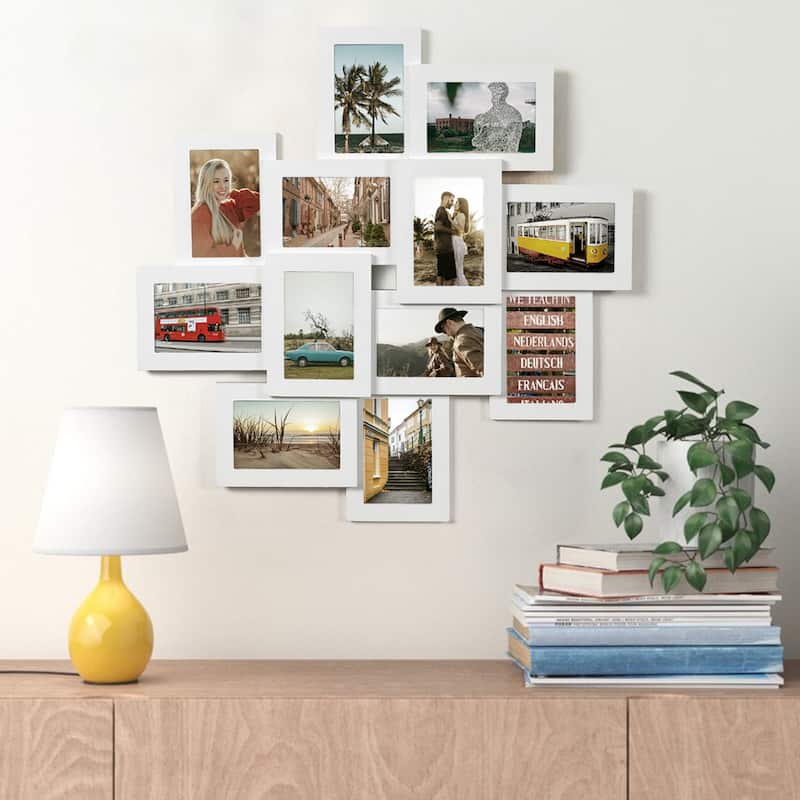 Adeco White Wall Collage Frame with Twelve 4x6-inch Openings