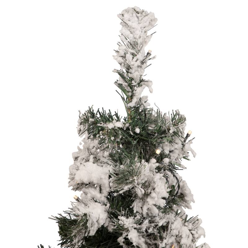 2' Medium Flocked Bristol Pine Artificial Christmas Tree Clear Lights - 2 Foot