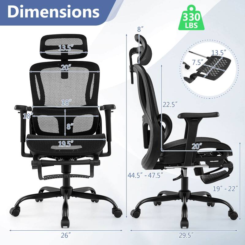Costway Ergonomic Office Chair with Rotating Headrest & Adjustable - See Details