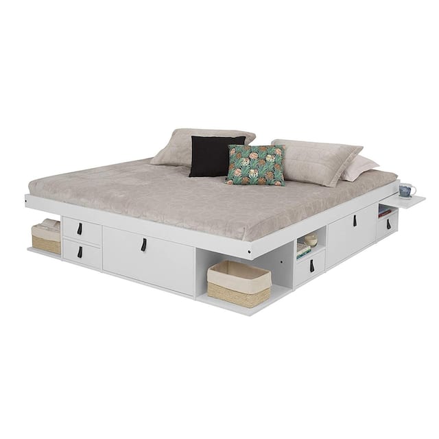 Copper Grove Rivne Storage Platform Bed with Drawers and Shelves - Off White - King