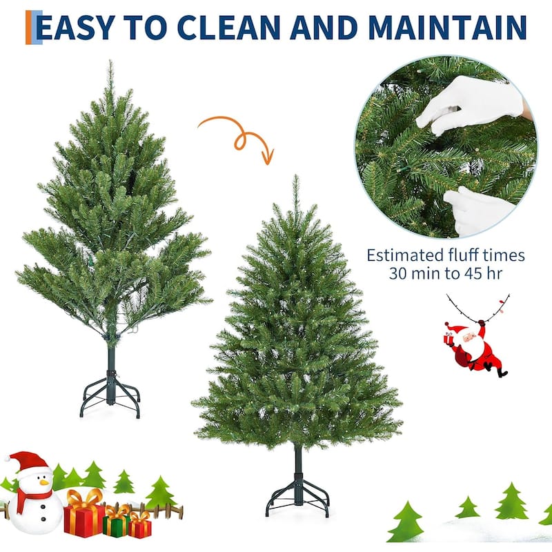 Prelit 4.5FT, Christmas Tree with 200 Lights 8 Modes Lights, Foldable Stand, On/Off Foot Pedal